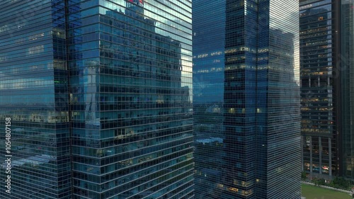 Wallpaper Mural sunset time sinagpore city downtown modern office buildings front aerial panorama 4k Torontodigital.ca