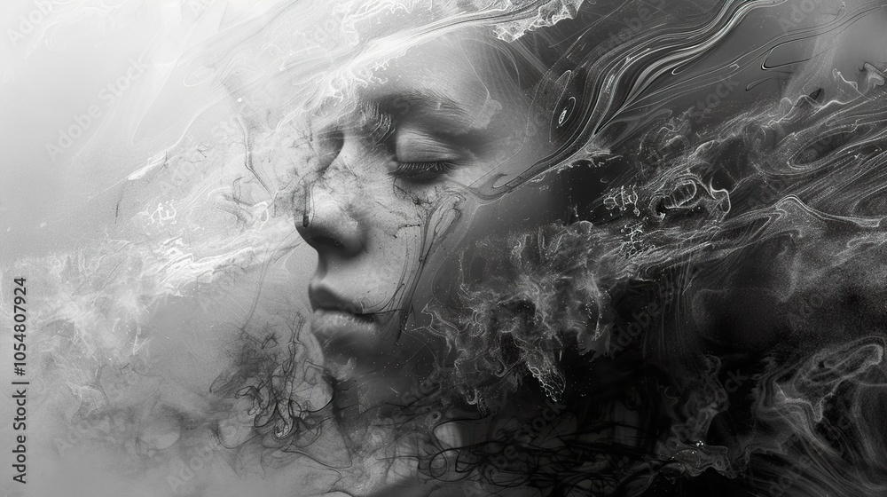 Abstract Portrait: A Dreamy Monochrome Composition Abstract Portrait: A Dreamy Monochrome Composition