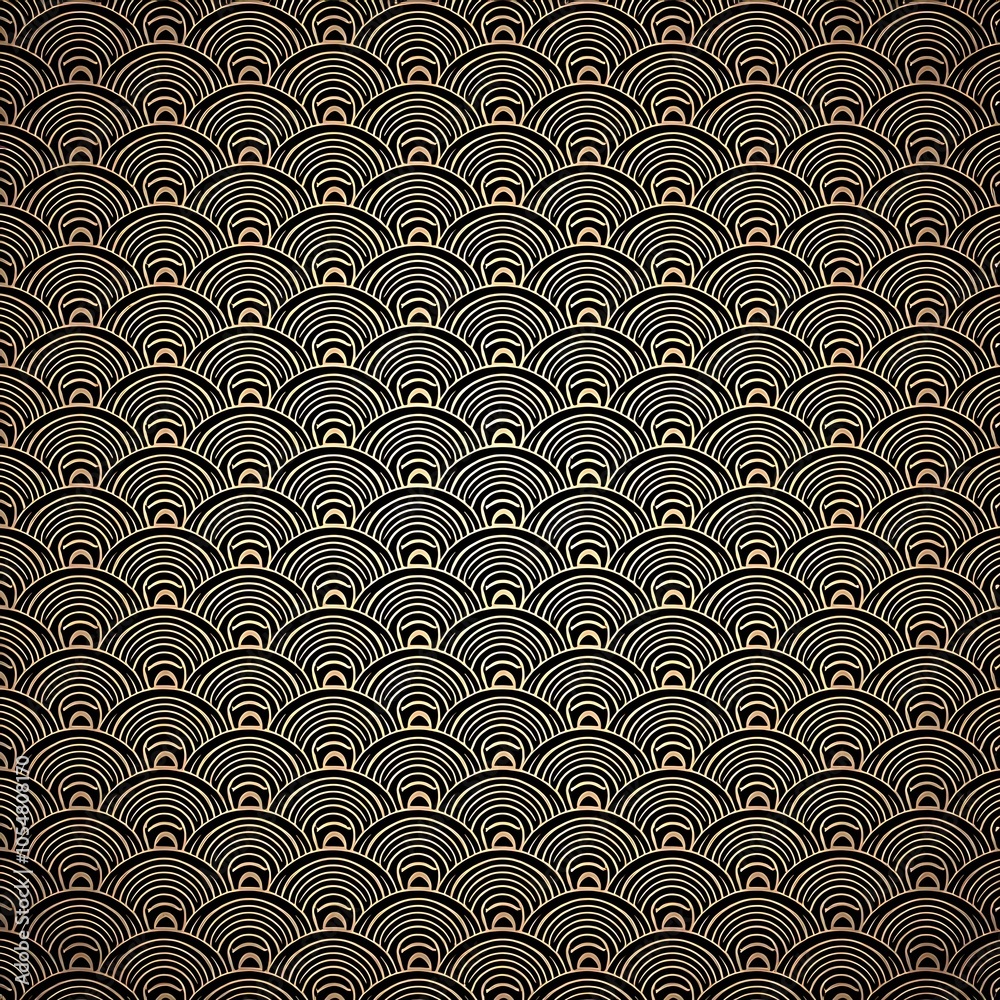 Elegant Japanese Gold and Black Wave Pattern Elegant Japanese Gold and Black Wave Pattern