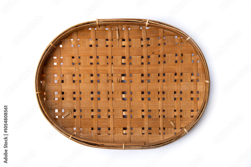 traditional food tray made from woven bamboo to put food images on a white background traditional food tray made from woven bamboo to put food images on a white background