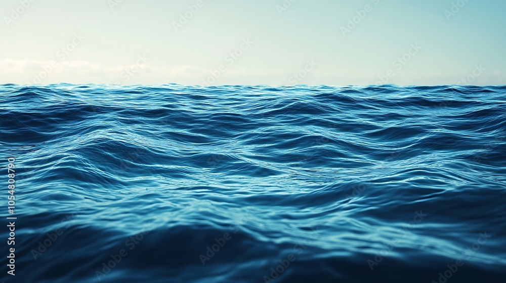 Fototapeta premium Vast and Tranquil Ocean Waves Under the Clear Blue Sky on a Sunny Day : Generative AI