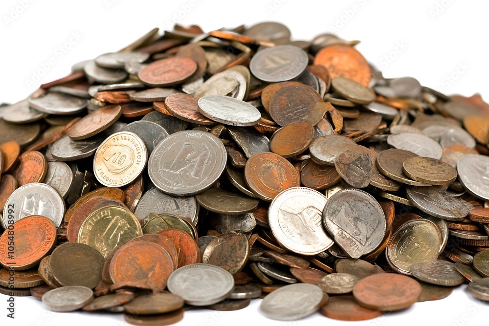 Large Pile of International Coins in Mixed Metals Showcasing Global Currency Diversity : Generative AI Large Pile of International Coins in Mixed Metals Showcasing Global Currency Diversity : Generative AI