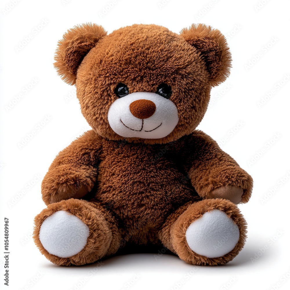 Obraz premium Cute Brown Teddy Bear on White Background