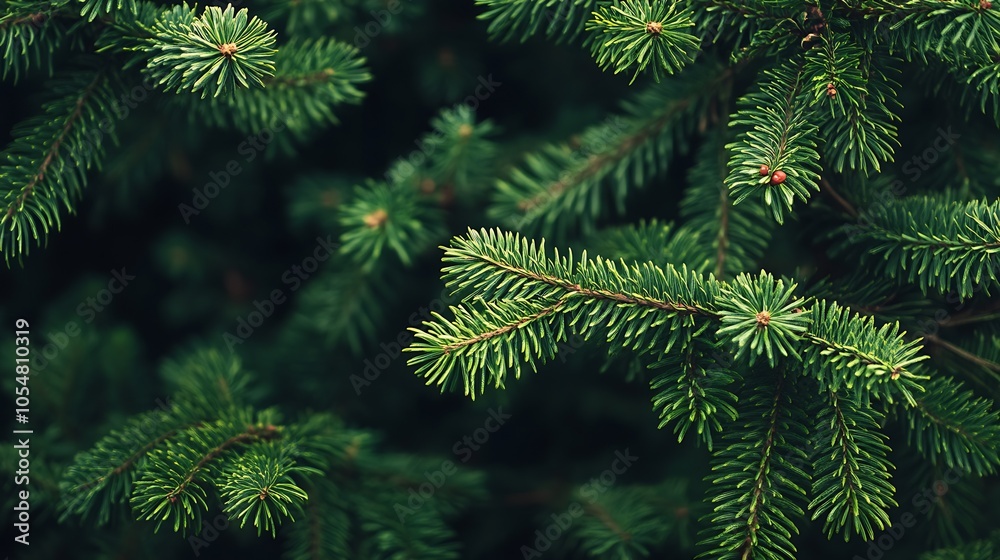 custom made wallpaper toronto digitalVibrant Green Pine Tree Branches Closeup for Winter and Nature Photography : Generative AI