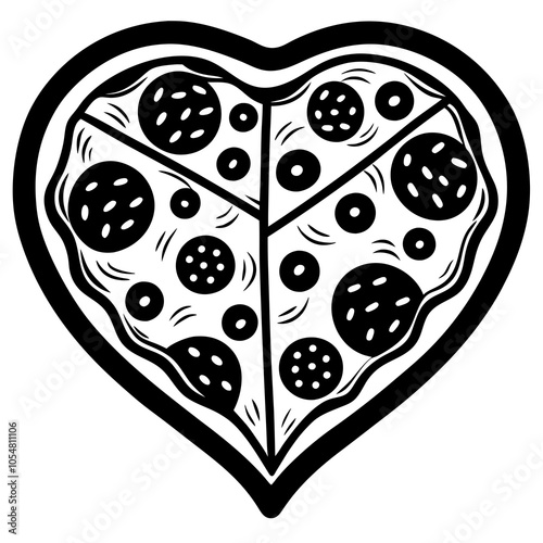 Pizza Heart Shape Valentine Icon. photo