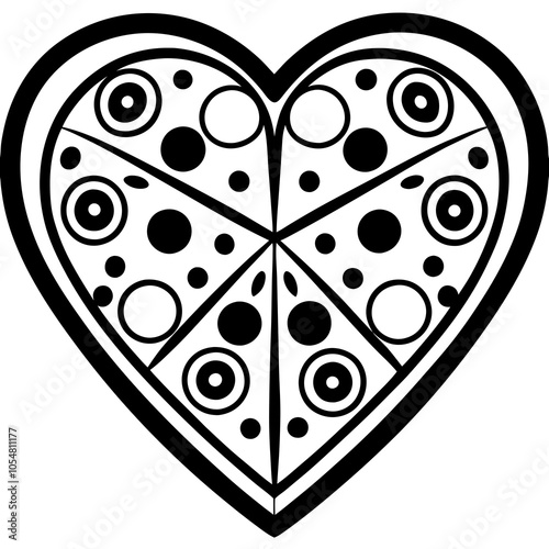 Pizza Heart Shape Valentine Icon. photo