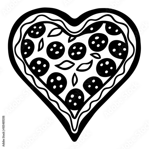 Pizza Heart Shape Valentine Icon. photo