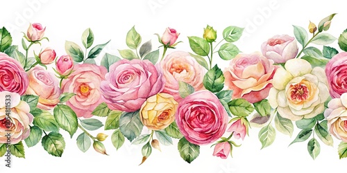 watercolor silhouette border with roses