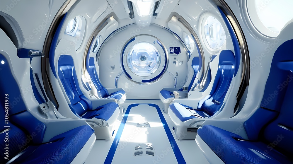 Techno Blue and white futuristic spaceship illustration poster background Techno Blue and white futuristic spaceship illustration poster background