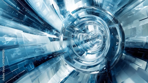 Techno Blue and white futuristic spaceship illustration poster background