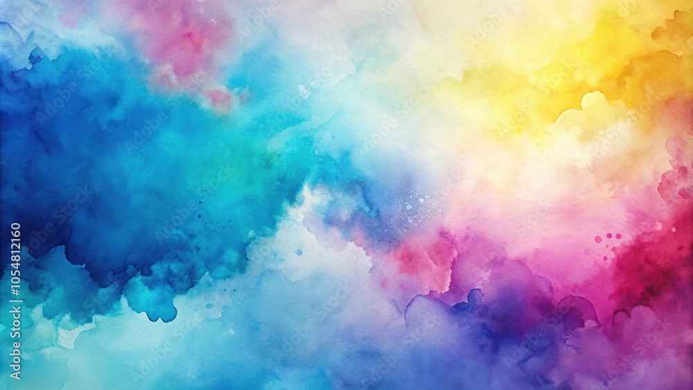 Watercolor splash background of abstract blue, magenta, and light yellow with silhouette Watercolor splash background of abstract blue, magenta, and light yellow with silhouette