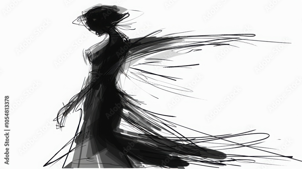 Fototapeta premium Minimalist Hand-Drawn Christmas Angel Illustration