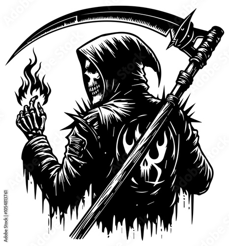 The angel of death holds a sickle in lines 14