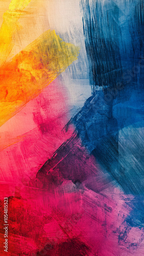 Wallpaper Mural abstract background featuring bold strokes of yellow, pink, and blue, creating dynamic and energetic composition that evokes creativity and emotion Torontodigital.ca