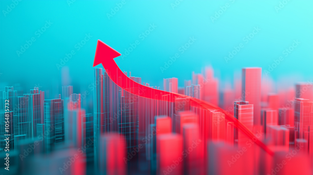 City background financial market trend red arrow City background financial market trend red arrow