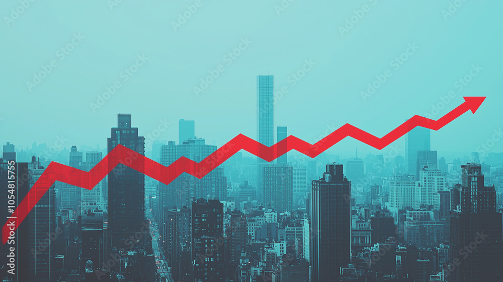 City background financial market trend red arrow City background financial market trend red arrow