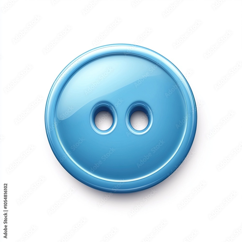 A realistic blue clothes button on a white background A realistic blue clothes button on a white background
