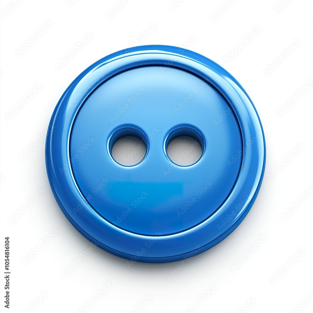 A realistic blue clothes button on a white background A realistic blue clothes button on a white background
