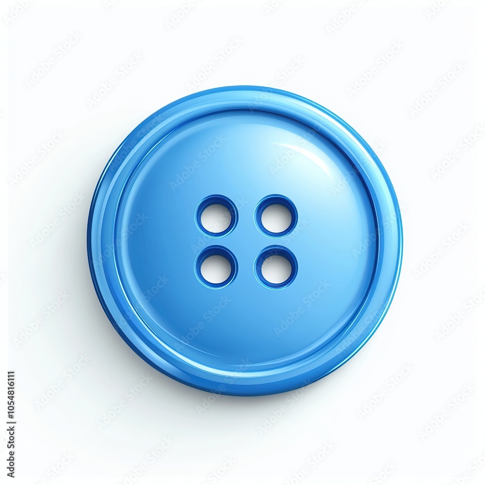 A realistic blue clothes button on a white background A realistic blue clothes button on a white background