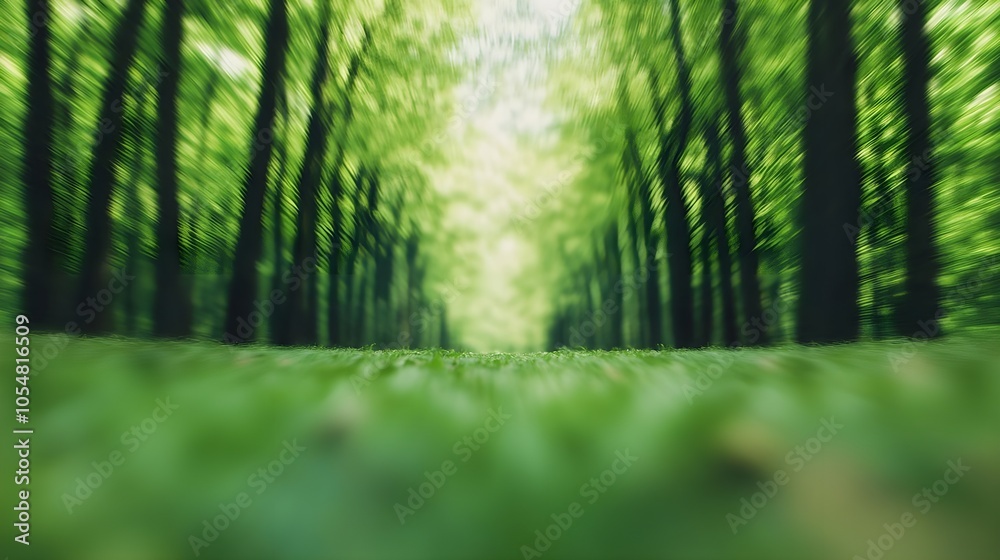Fototapeta premium Green Forest Path Blurred