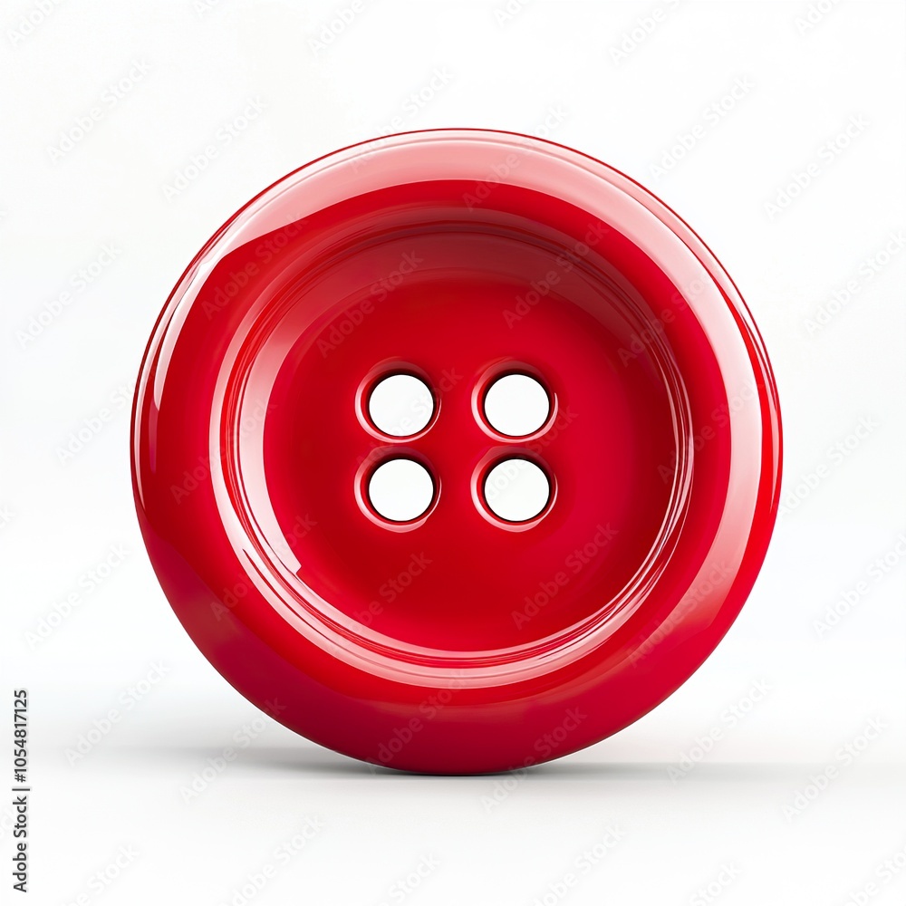A realistic red clothes button on a white background A realistic red clothes button on a white background