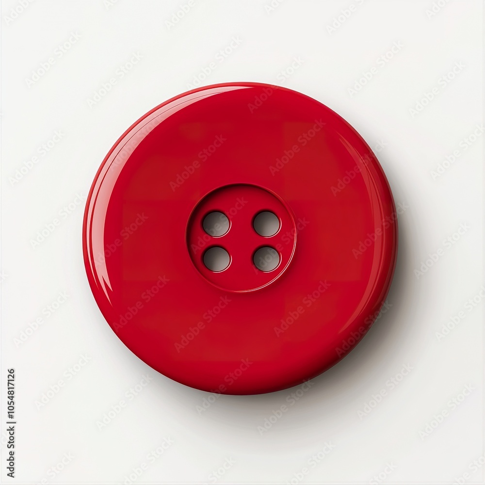 A realistic red clothes button on a white background A realistic red clothes button on a white background