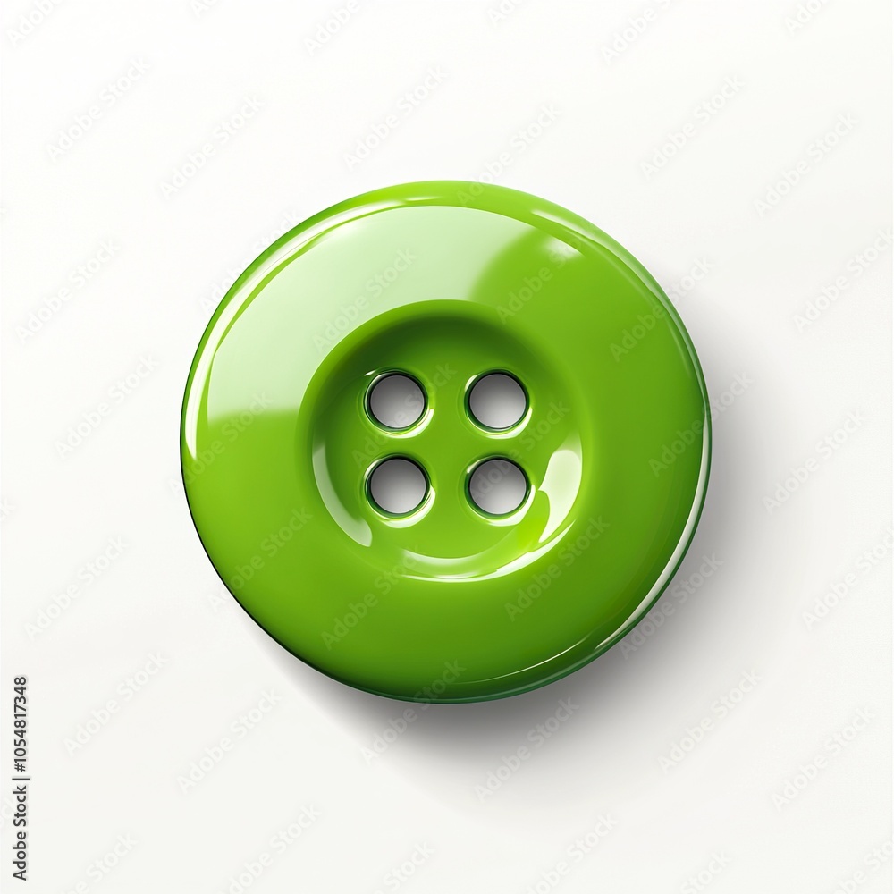 A realistic green clothes button on a white background A realistic green clothes button on a white background