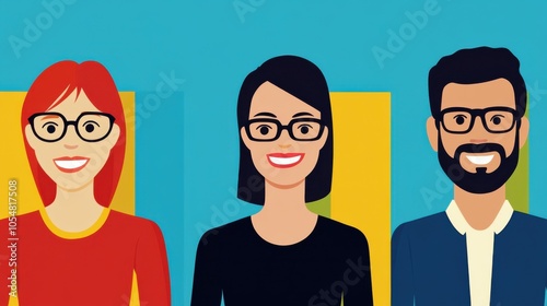 Digital meeting flat illustration, with four participants shown on a video call, bright and clean design