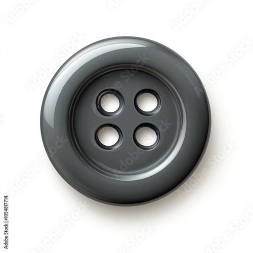 A realistic grey clothes button on a white background