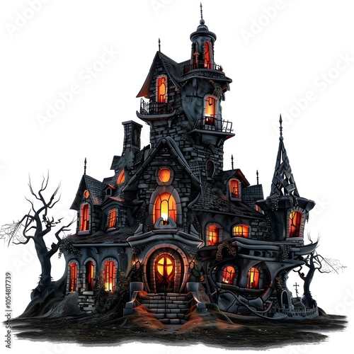 Spooky Haunted House at Night for Halloween