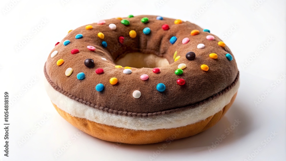 A Plush Donut with Colorful Sprinkles, a Delightful and Soft Cushion for Rest and Play A Plush Donut with Colorful Sprinkles, a Delightful and Soft Cushion for Rest and Play