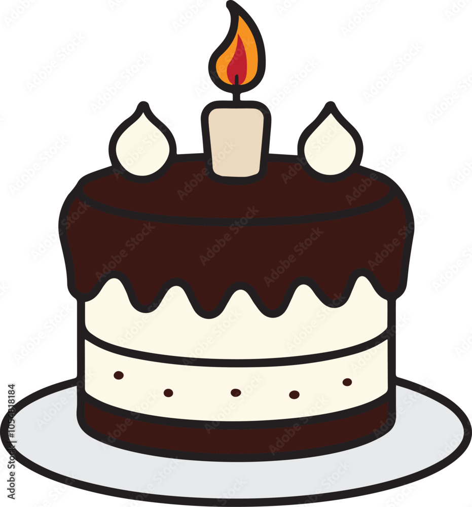 A Catton Sweet birthday cake flat illustration A Catton Sweet birthday cake flat illustration