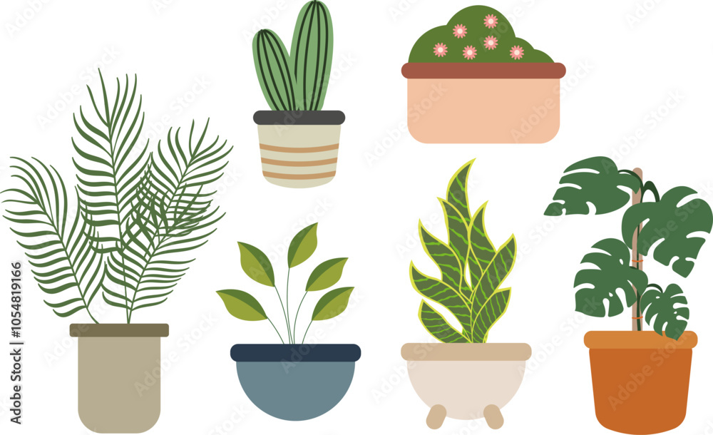pot and plants vector element for decorative illustration. pot and plants vector element for decorative illustration.