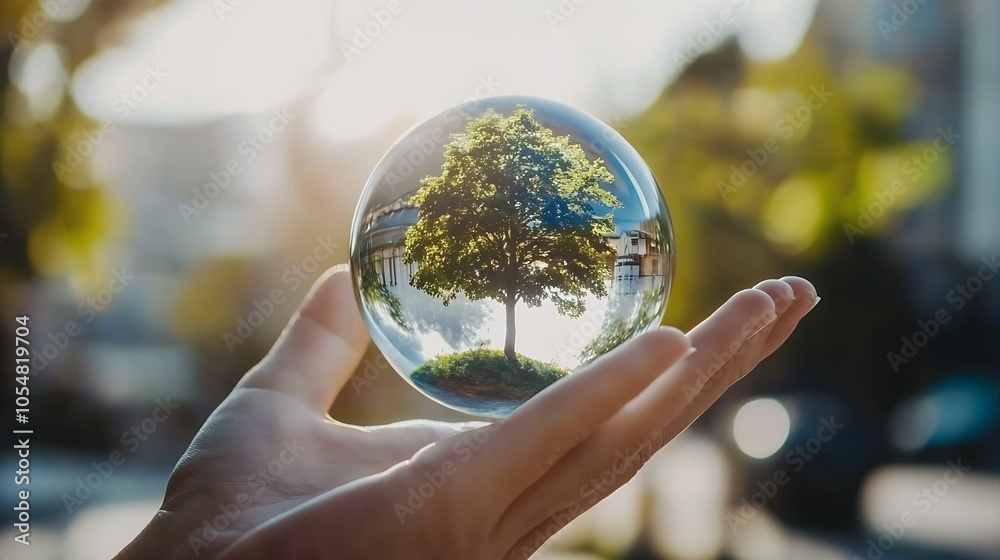 Symbolic Crystal Sphere Capturing Tree Growth in Lush Urban Environment : Generative AI Symbolic Crystal Sphere Capturing Tree Growth in Lush Urban Environment : Generative AI