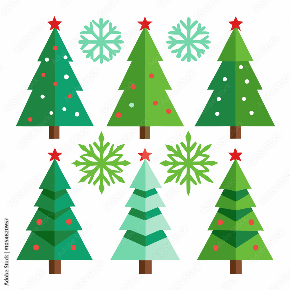 Set Christmas tree with snowflakes Set Christmas tree with snowflakes