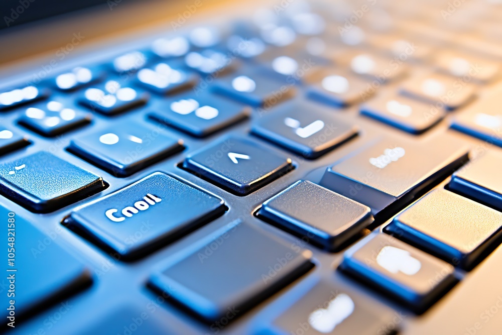 Close Up of Computer Keyboard Highlighting Keys with Crisp and Vibrant Illumination : Generative AI Close Up of Computer Keyboard Highlighting Keys with Crisp and Vibrant Illumination : Generative AI