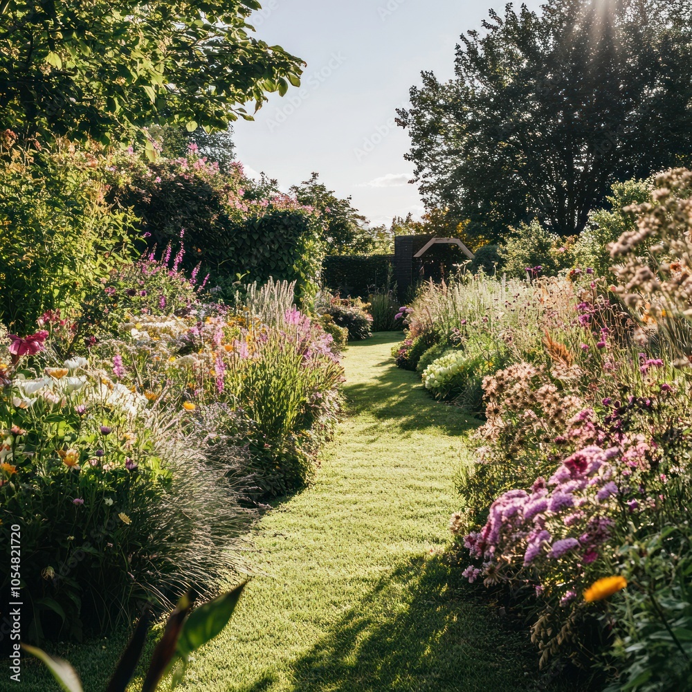 Obraz premium Garden with perennial borders