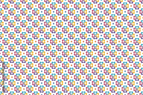 Colorful Geometric Love Batik Seamless Pattern