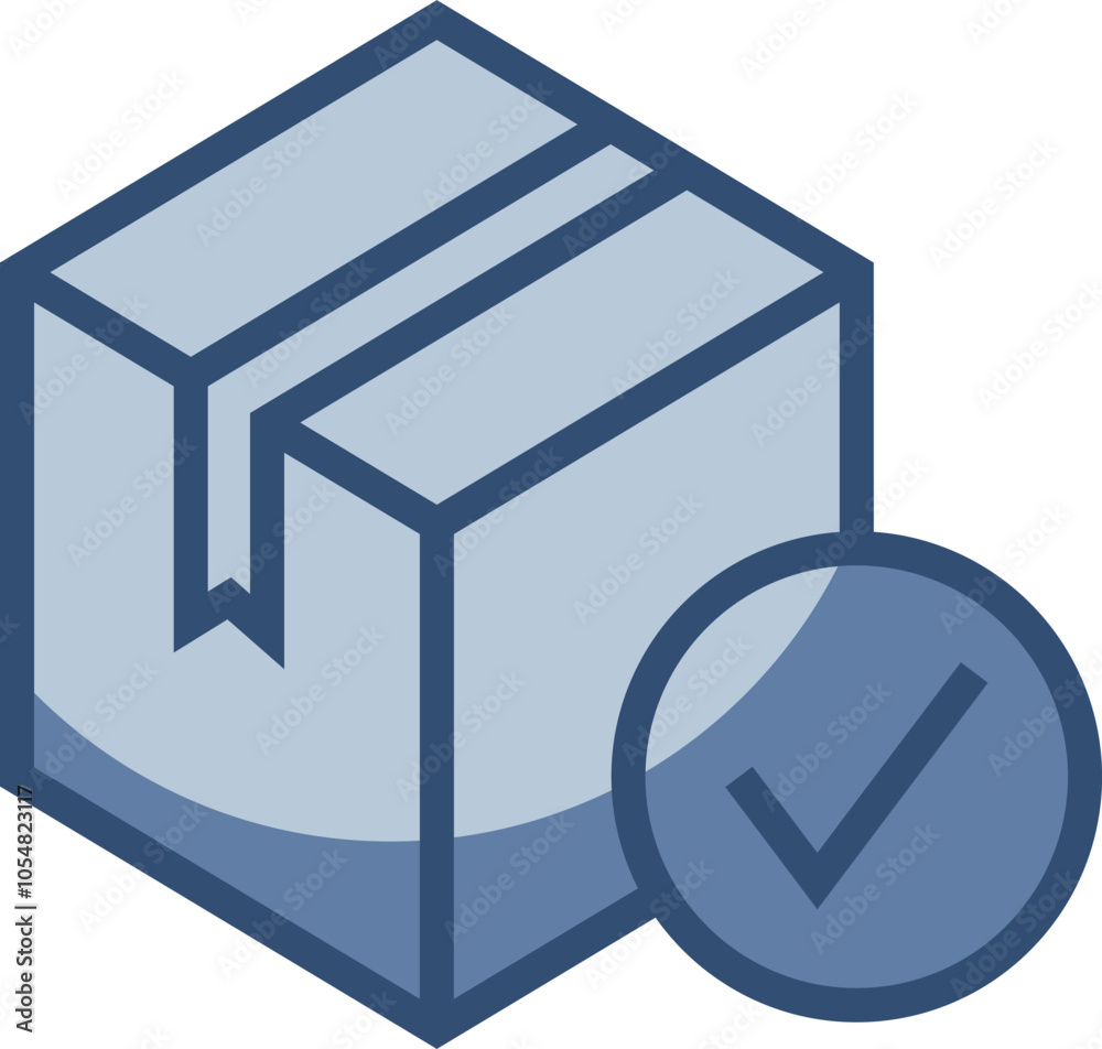vector package box icon with check mark, transparent background. replaceable blue color design vector package box icon with check mark, transparent background. replaceable blue color design