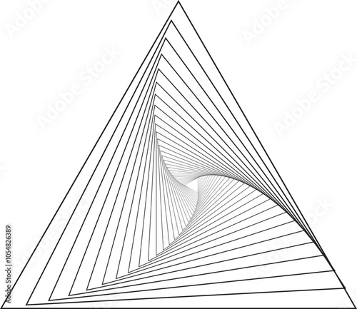 abstract triangle transform effect spiral line art.