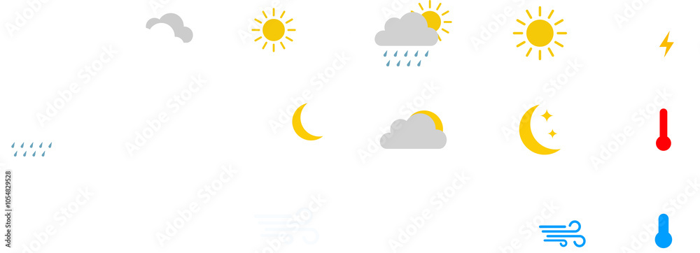 Weather icon set, weather flat symbols Transparent background Weather icon set, weather flat symbols Transparent background
