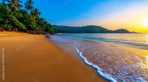 Serene Beach Along Indian Coastline at Sunset