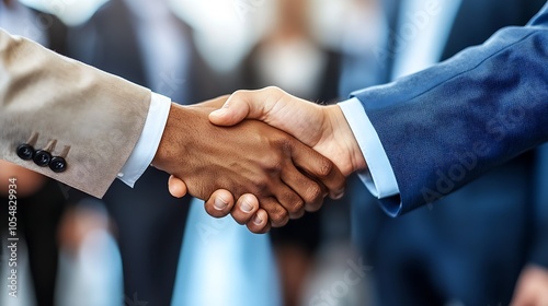 Epic Business Agreement Sealed With Confident Handshake In Modern Professional Environment : Generative AI