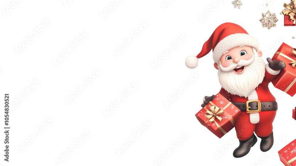 Merry Christmas Banner with Santa Holding a Present. png Merry Christmas Banner with Santa Holding a Present. png