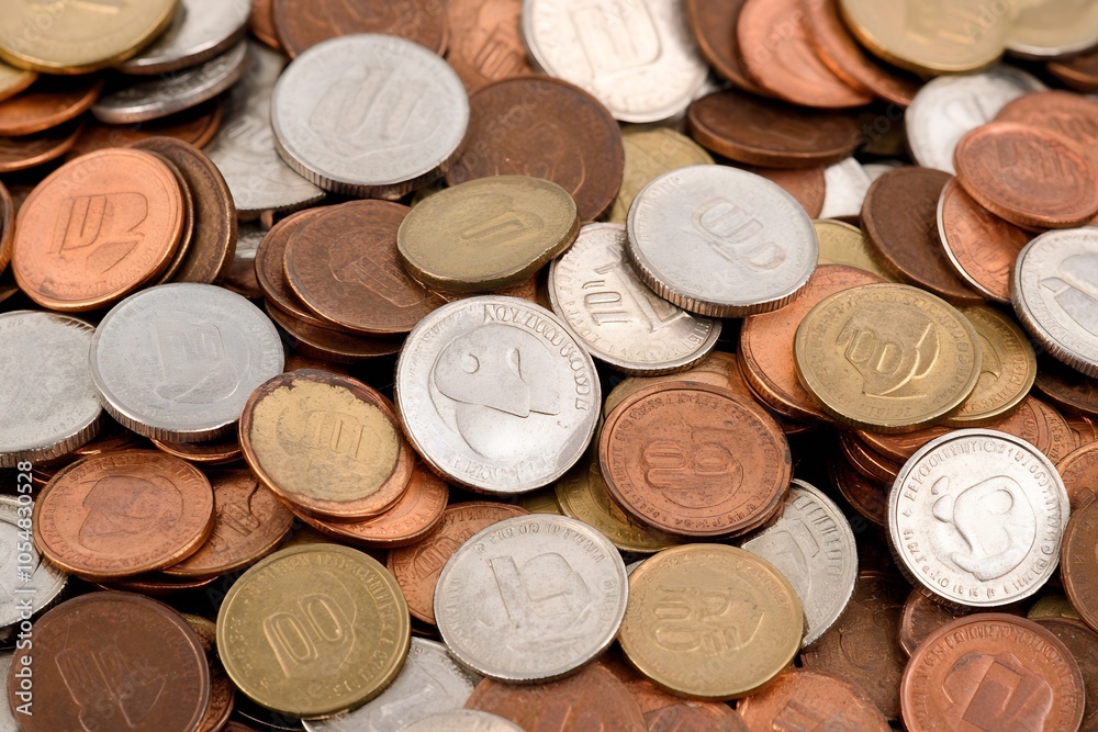 Assorted Euro Coins of Various Denominations on a Table CloseUp : Generative AI