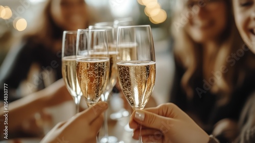 Elegant Champagne Flutes in Celebration Toast