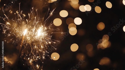 Lively New Year Celebration with Bright Sparklers