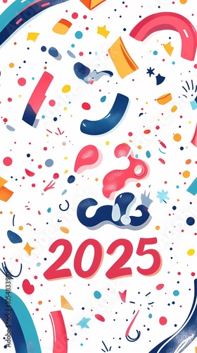 New Year illustration theme 2025 poster background 