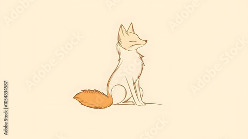 Minimalist fox outline, showing a blend of curiosity and cleverness