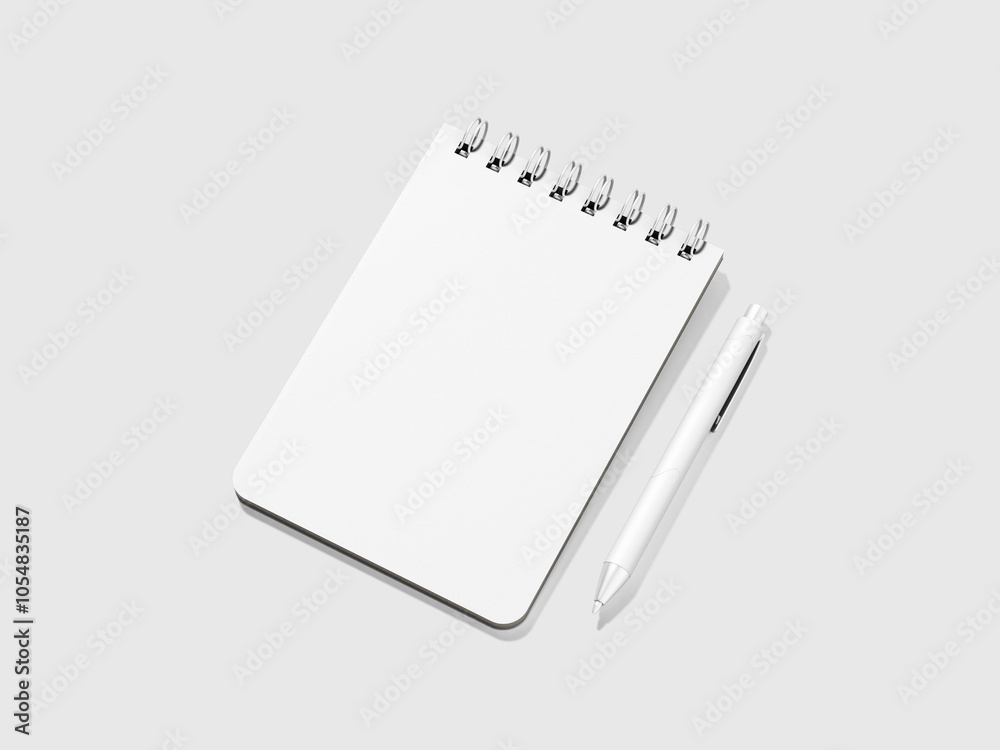Blank White Notebook With Pen Mockup 3D Rendering Blank White Notebook With Pen Mockup 3D Rendering